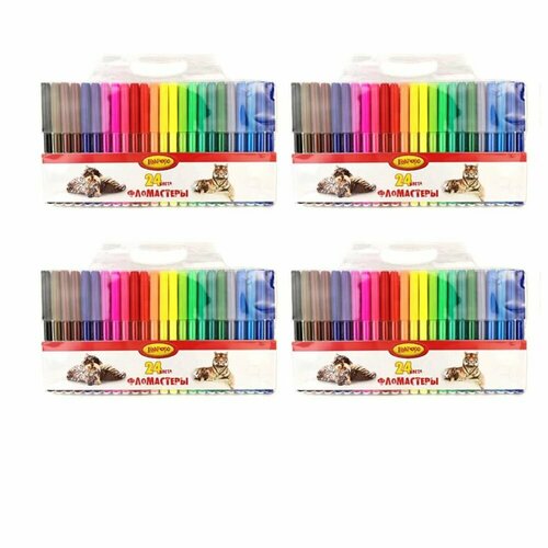 Лимпопо Фломастеры Animals, 24 цветов, 4 уп