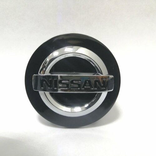 Колпачок, заглушка на диск колеса Nissan 54мм. черный с хромом (1 колпачок)