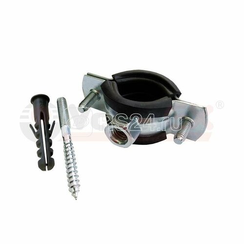 Хомут РМ d26-30мм 34дюйм с резиновым уплотнением в компл шпилька М8х80 и дюбель оцинк VALFEX 45WR-28-М 92₽
