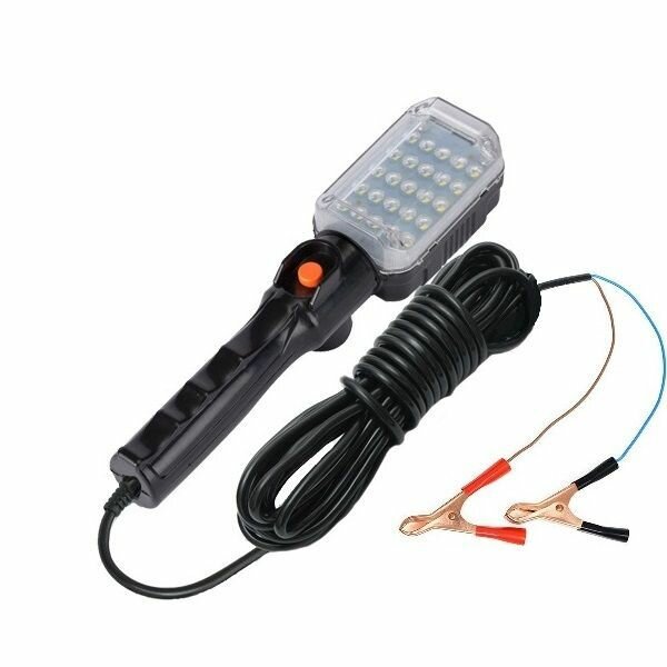 Переноска светодиодная лампа, фонарь переносной LED 12V 10 метров c "крокодилами" и выключателем — фото 1