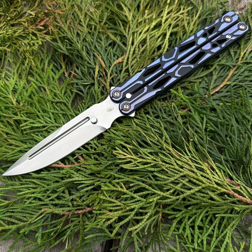 Нож бабочка Reptilian Киборг 06 рукоять титан, клинок М390, вес 196 грамм