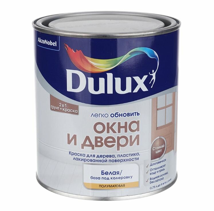 фото Эмаль для окон и дверей акриловая Dulux Легко Обновить белая 0,75 л