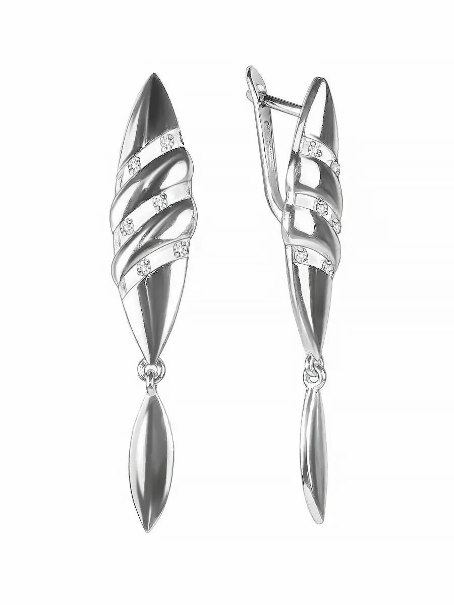 Серьги с подвесками, серебро, 925 проба, фианит