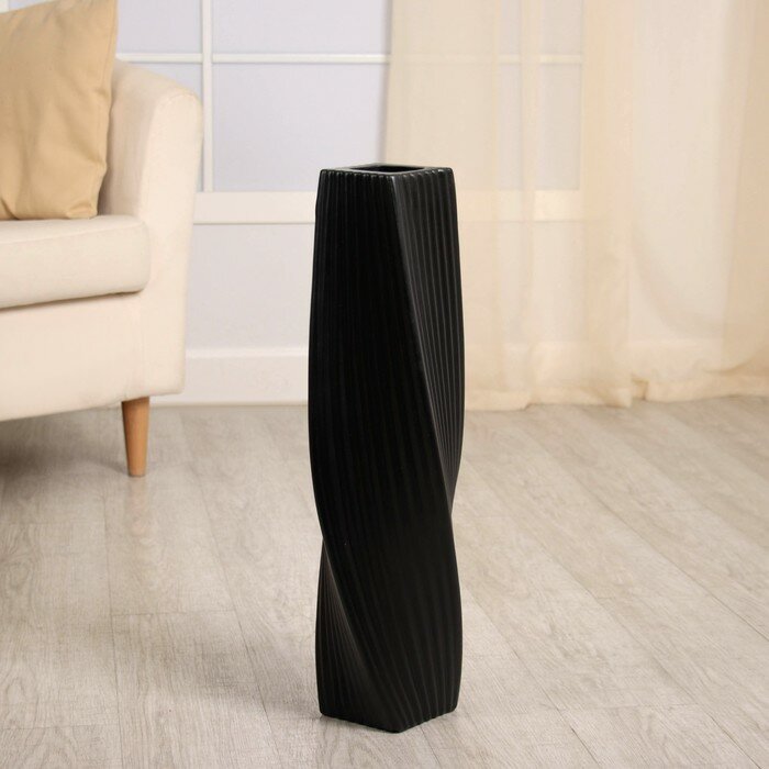 фото Ваза керамика напольная "Теренс" 58 см, чёрный