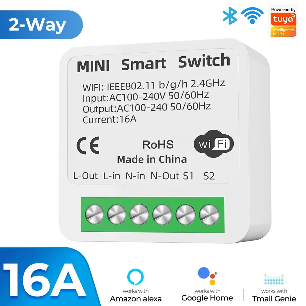 Умный выключатель SZKOSTON Zigbee/Wi-Fi с монитором мощности 16А, WiFi B