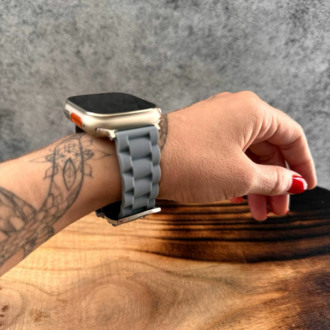 Ремешок силиконовый двойное плетение Spigen Lite / для часов Apple Watch Ultra 42/44/45/49mm / Серый — фото 1