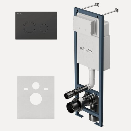 Изображение товара Инсталляция для подвес унитаза AM.PM ErgoFit L с мех. клавишей, черный матовый