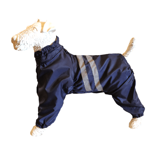 Теплый комбинезон для крупного лабрадора кобеля на флисе повышенной прочности со светоотражающими полосами цвет темно-синий 3300₽