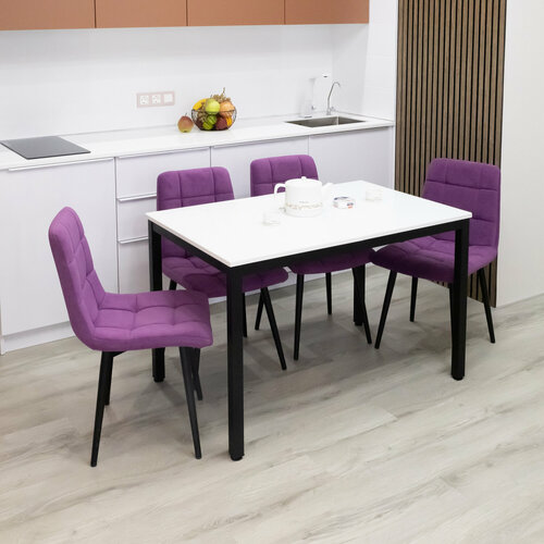 Стол со стеклом раскладной НОРД 110/150х70см, стекло белое, подстолье черное, TALMER