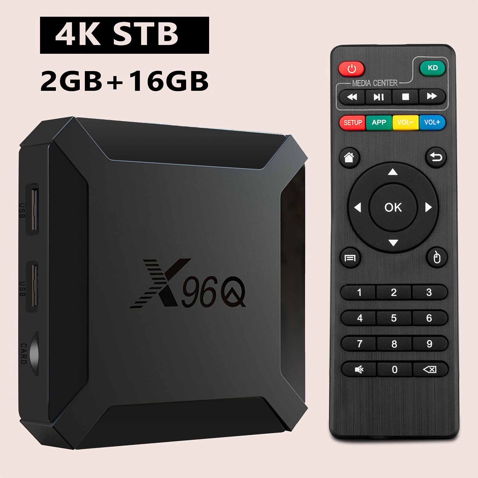 RQN X96Q Android 10.0 ТВ-приставка, 2GB ОЗУ, 16GB ПЗУ, процессор Allwinner H313 Quad-Core ARM Cortex A53, с поддержкой 4K, 3D и HDR, WiFi 2.4GHz – для домашнего развлечения