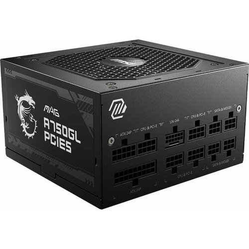 Блок питания MSI ATX 750W MAG A750GL PCIE5 Gen5 80 gold 204pin APFC 120mm fan 8xSATA Cab Manag RTL 16660₽