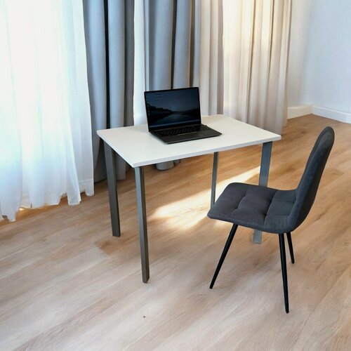 Изображение товара Игровой компьютерный стол/ цвет столешницы Белый, 100*60 см. Ножки серый хром