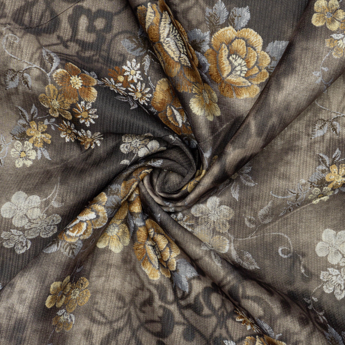 Ткань интерьерная гостиная портьерная бежевая с цветами 100х280 см