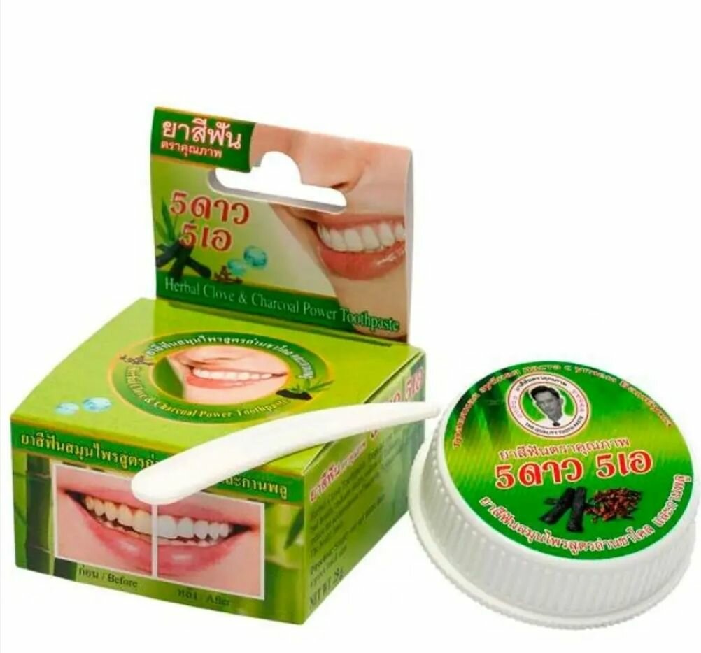 Паста для отбеливания зуб. Herbal Star Тайланд, 30гр. Уголь и Гвоздика