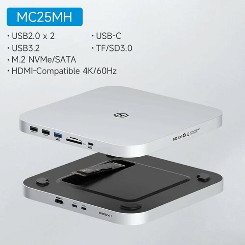 Hagibis USB C концентратор для Mac mini с чехлом для HDDSSD MC25MH 9016₽