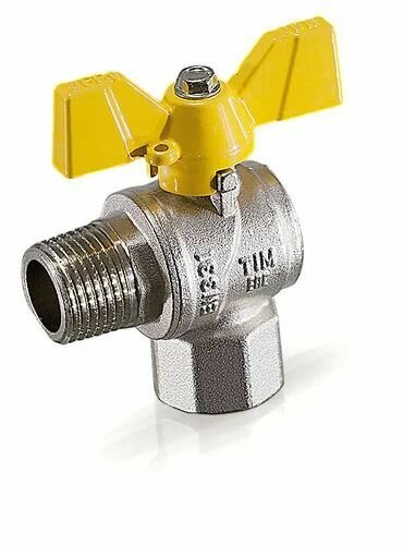 Кран шаровый для газа 1/2" внутренняя /наружняя резьба бабочка TIM DE122L — фото 1