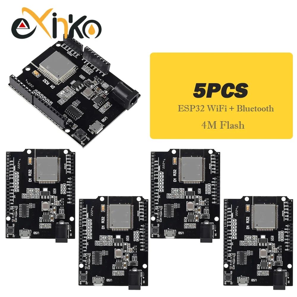 1-10 шт. ESP32 для Wemos D1 Mini для Arduino UNO R3 D1 R32 WIFI Беспроводная Bluetooth макетная плата CH340 4M Память Одна ESP 32, 5PCS