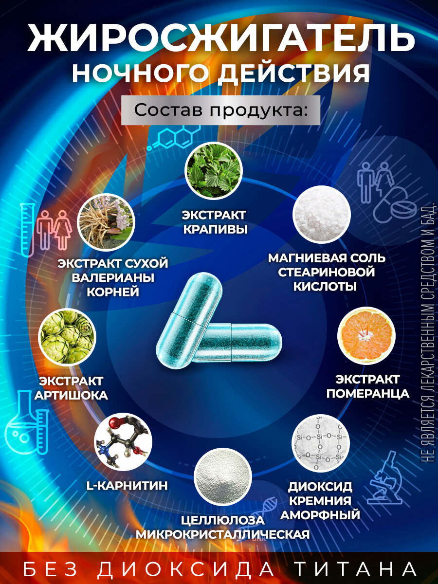 Изображение Жиросжигатель ночной для похудения GraceBioQ, спортивное питание для женщин и мужчин, 30 капсул.