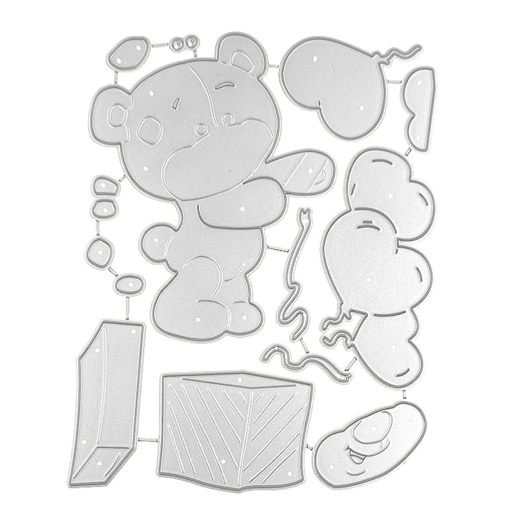 Металлические трафареты Медведь с шариком для скрапбукинга тиснения и декора