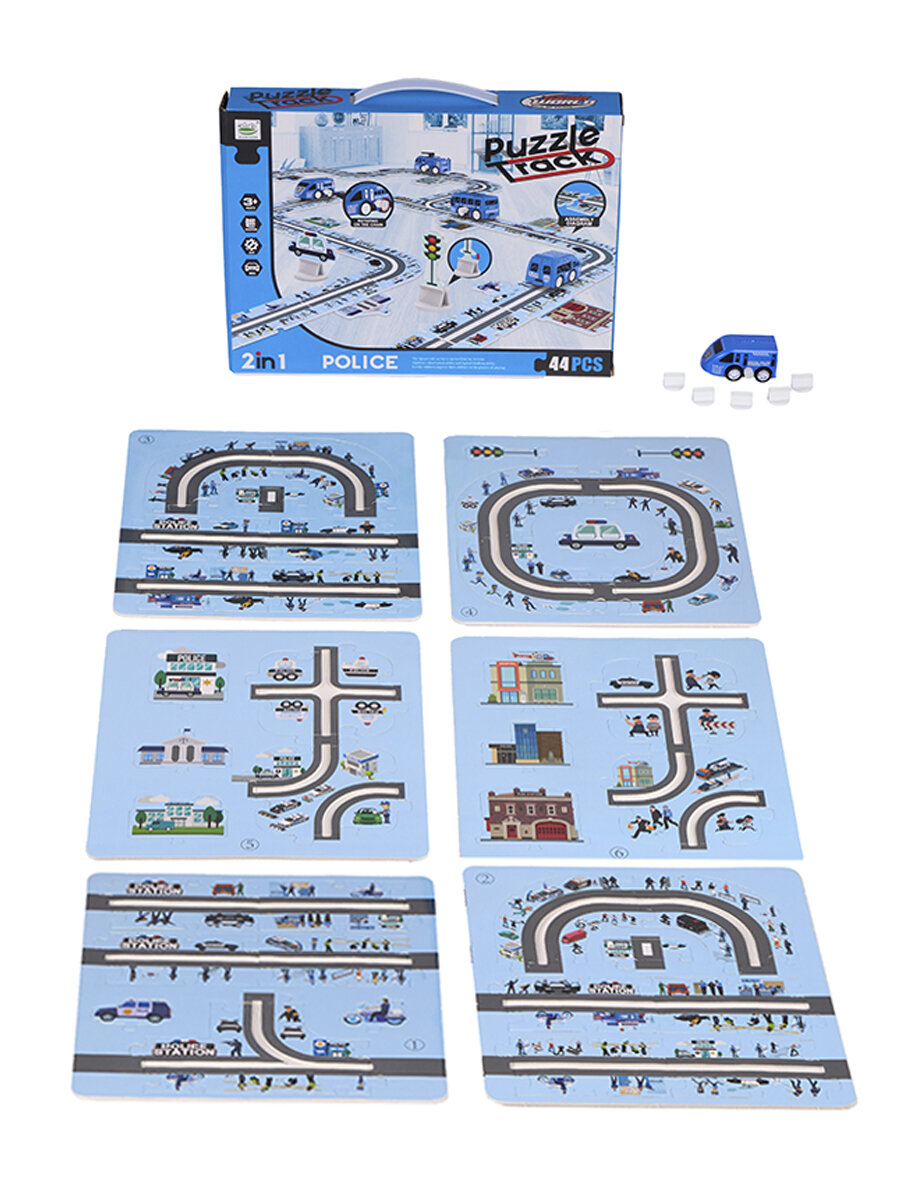 Пазл-автотрек "Полиция" с машинкой, 44 детали, игрушка для мальчика — фото 1