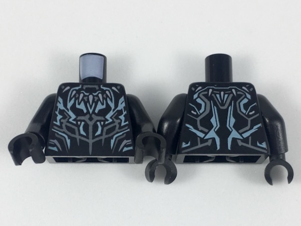 Torso Armor with Dark Bluish Gray Fang Necklace and Panel Lines Metallic Light Blue Highlights Pattern / Black Arms / Black Hands 973pb3106c01 Black U