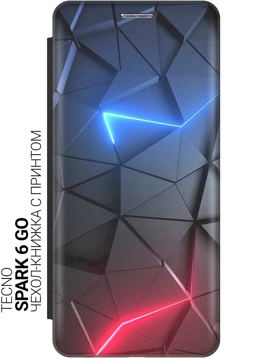 Чехол-книжка на Tecno Spark 6 Go с принтом "Графитовые грани" черный