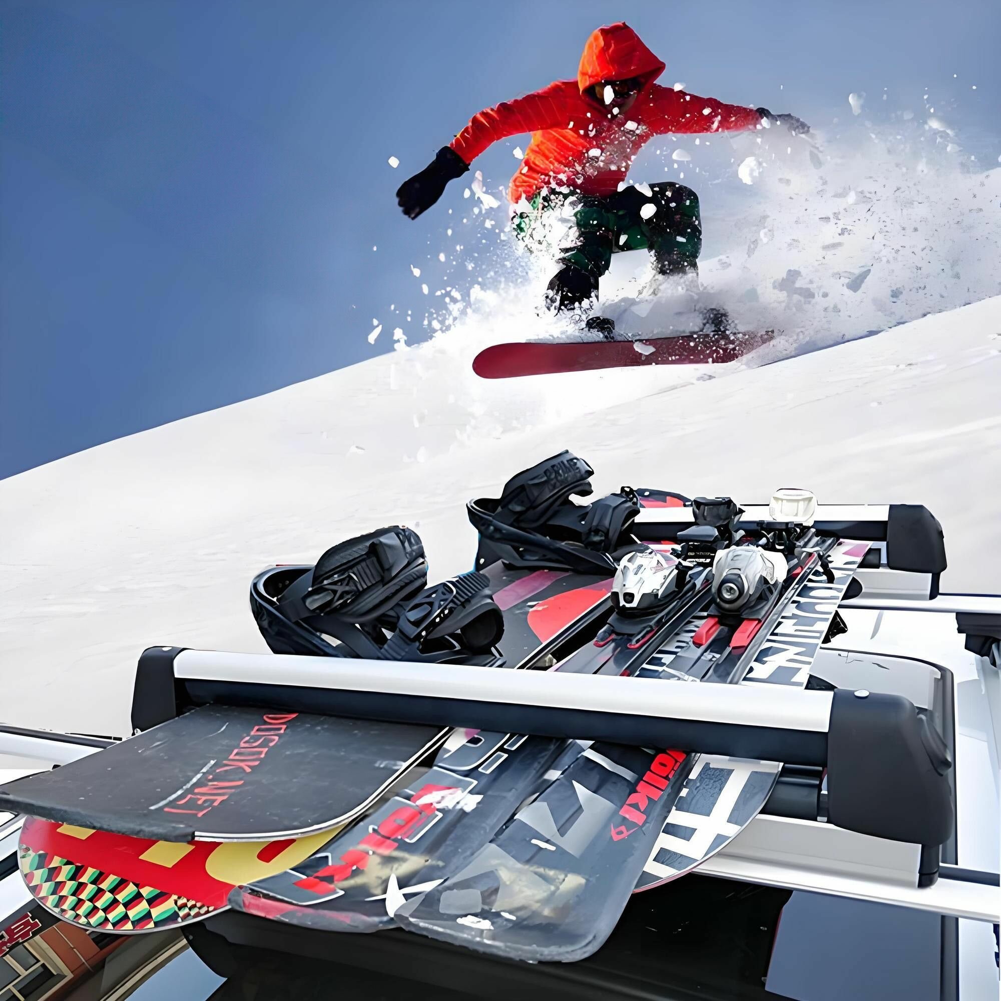 Крепление для лыж и сноубордов выдвижное с замком / багажник - зажим для до 6 пар лыж или 4 сноубордов