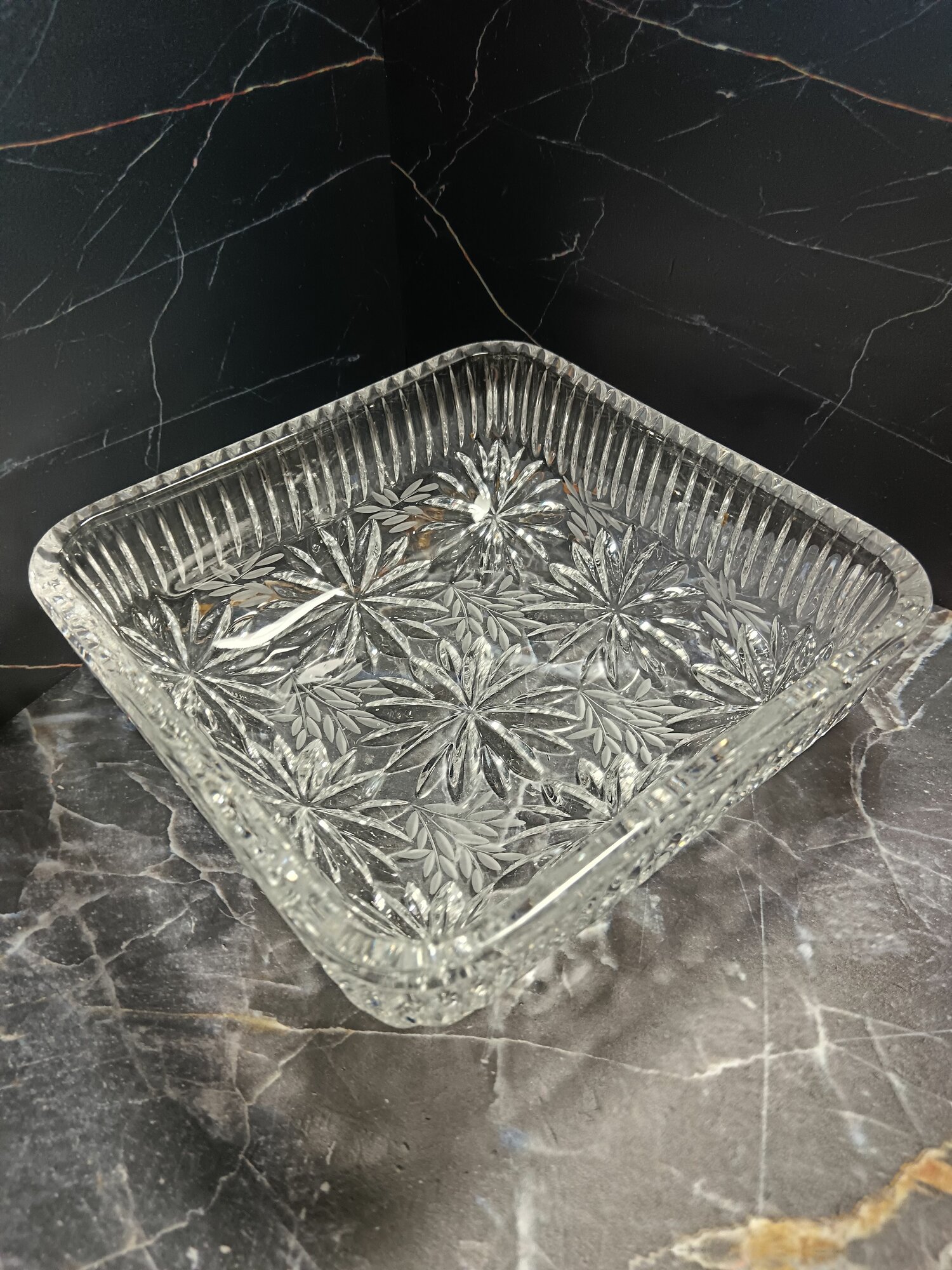 Хрустальный салатник Резеда лзхс винтаж 1960-1970 гг