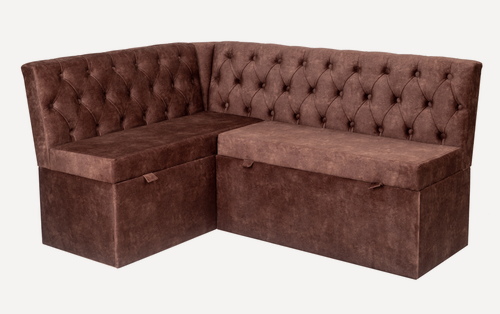 Изображение товара Кухонный уголок Венеция, BUDUNOV GROUP, Каретная, ТК коричневый, скамья угловая с ящиками для хранения, 159х118х80 см