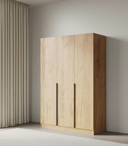 Изображение товара Шкаф для одежды распашной трехдверный без ящиков, НордМебель, Дуглас дуб крафт 135х200х54