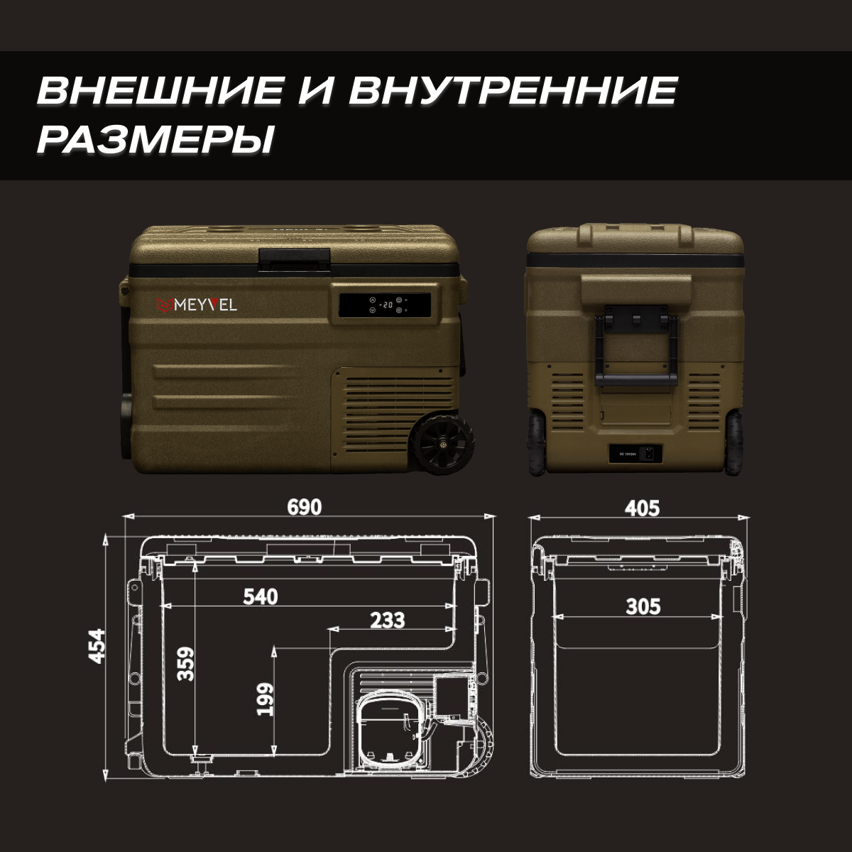 Автохолодильник Meyvel AF-U45-travel (компрессорный холодильник с колесами на 45 литров для автомобиля) — фото 2