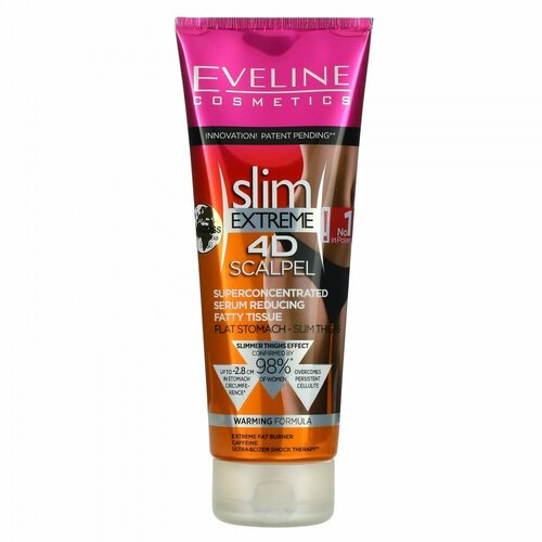 Eveline Cosmetics, Slim Extreme 4D Scalpel, Super Concentrated Serum Reducing Fatty Tissue, 8.8 fl oz (250 ml)