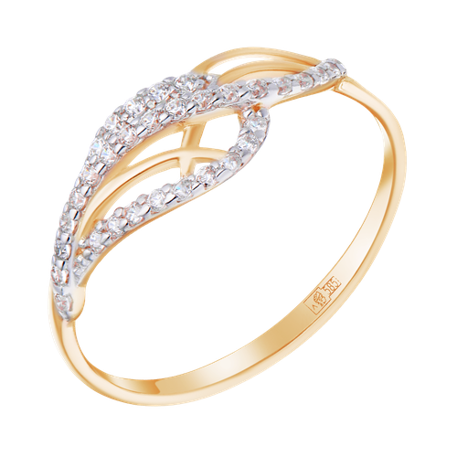 Кольцо Ювелир Карат, красное золото, 585 проба, фианит, размер 16