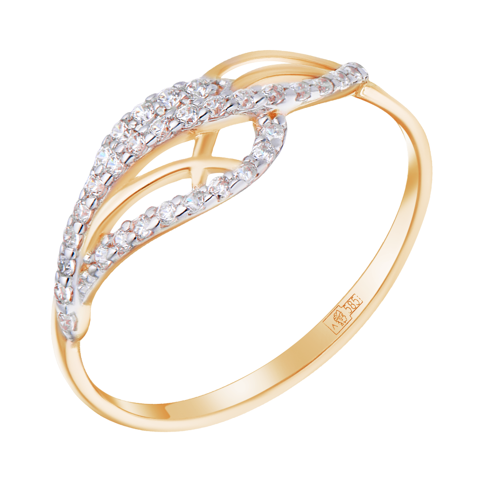 Кольцо Ювелир Карат, красное золото, 585 проба, фианит