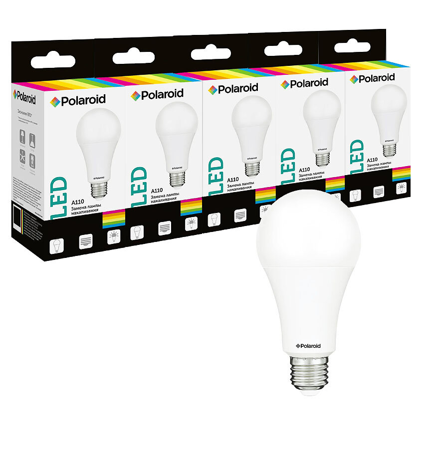 Светодиодная лампа Polaroid 220V A110 28W 3000K E27 2400lm (5 шт.)