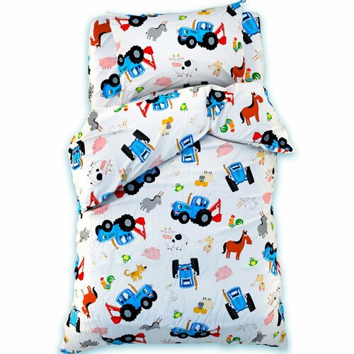 Постельное бельё 15 сп Синий трактор 143х215 см 150х214 см 50х70 см -1 шт 125 гм2 поплин 2996₽