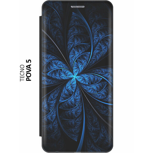 фото Чехол-книжка темно-синяя абстракция на tecno pova 5 / техно пова 5 черный bestluck