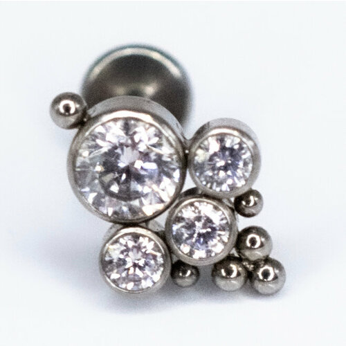 Серьги одиночные Zloster, фианит, размер 6 мм, серебряный