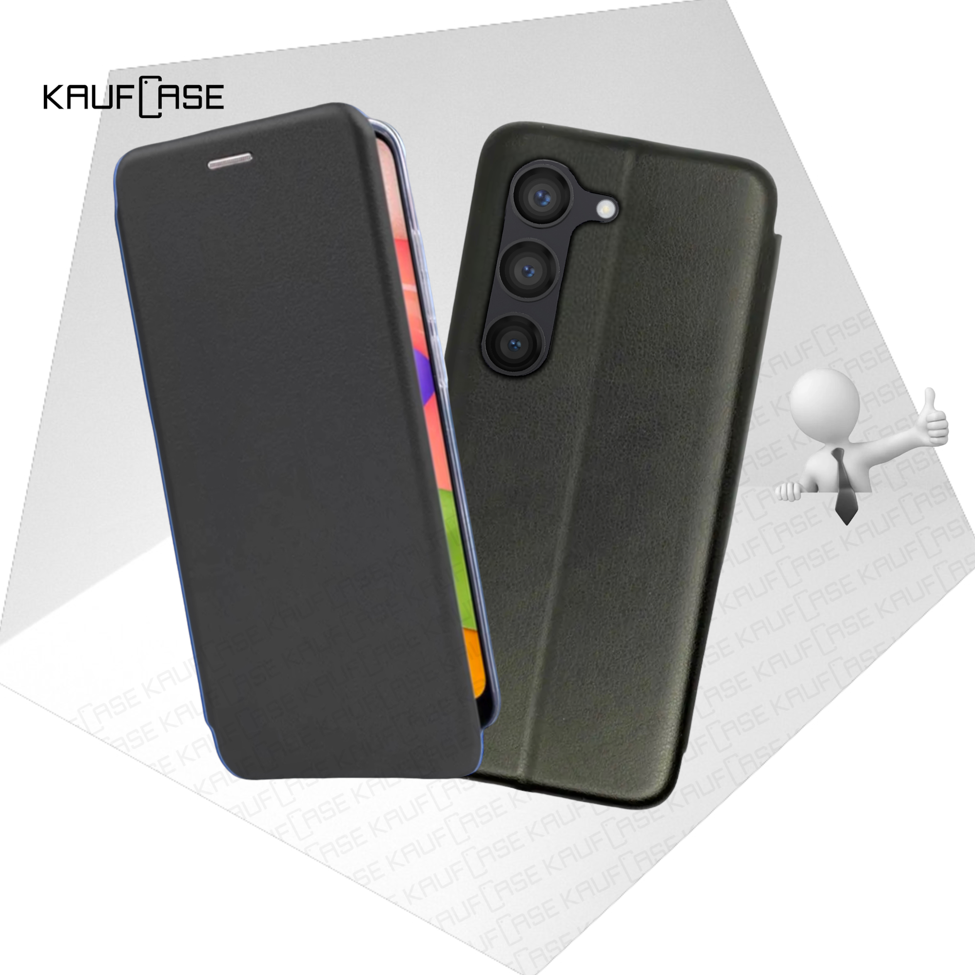 Чехол книжка для телефона Samsung S23+ (S916) (6.6"), черный. Текстура под кожу