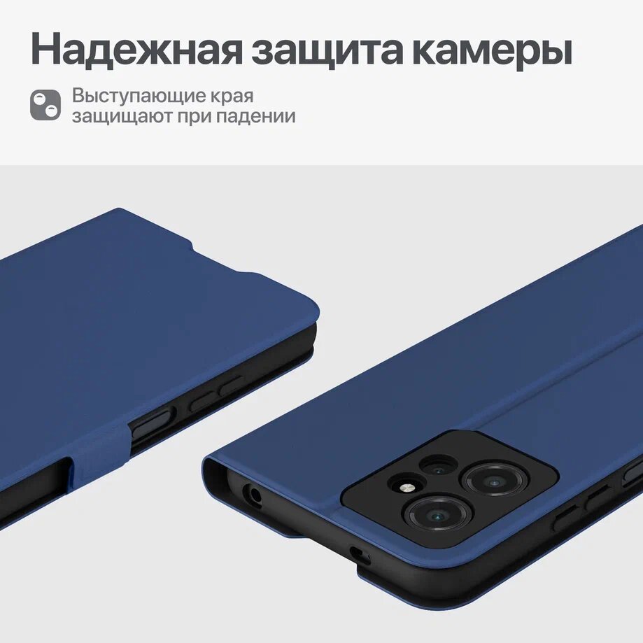 Чехол на Xiaomi Redmi Note 12 / Редми Нот 12 книжка с карманом для карт, темно-синий — фото 1