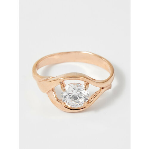 фото Кольцо обручальное shine & beauty, фианит, размер 17, золотой