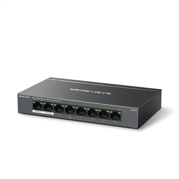 Mercusys MS108GP, настольный коммутатор с 8 гигабитными портами (7 портов PoE+) — фото 2