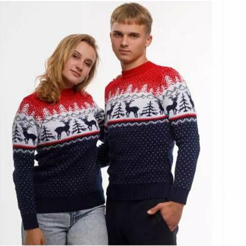 фото Свитер, размер 48, красный, синий woolly land