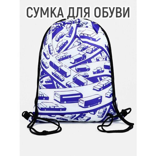 Мешок для обуви на шнурке, цвет белый/синий