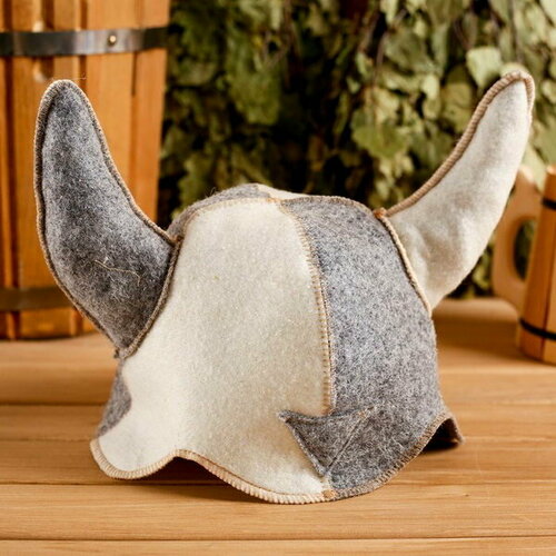 колпак для бани шапка шлем викинга войлок комбинированная Шапка для бани Шлем викинга войлок, комбинированная
