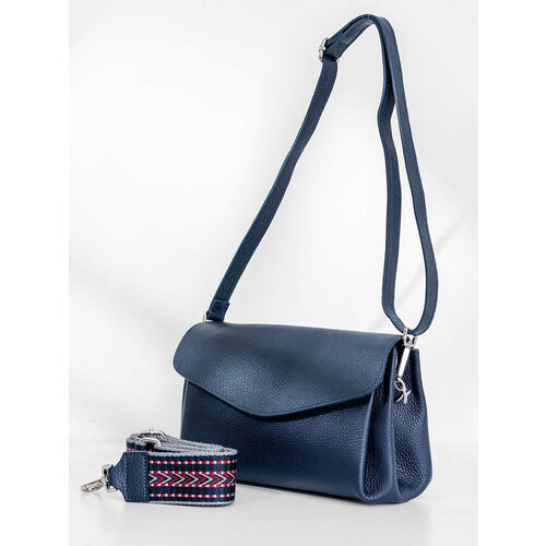 Сумка багет STEFFALINI, фактура зернистая, синий