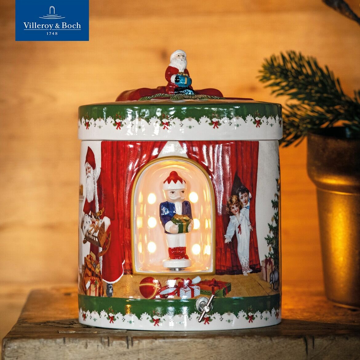 Музыкальная шкатулка-подсвечник 22х17 см, "Рождественские игрушки", Christmas Toy's, Villeroy & Boch, Премиум-Фарфор