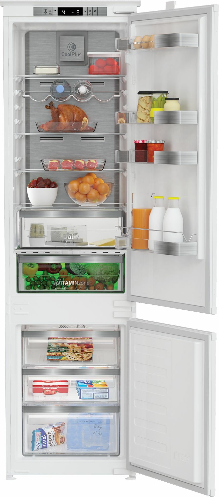 Встраиваемый двухкамерный холодильник Grundig GKIN25920, No Frost, белый