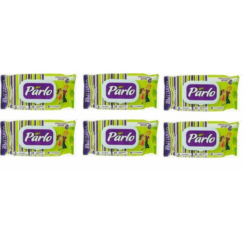 Parlo Влажные салфетки для детей, с крышкой, 120 штук в упаковке, 6 упаковок