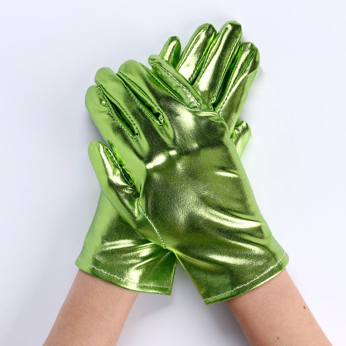 Карнавальный аксессуар- перчатки , цвет зеленый металлик, искусственная кожа